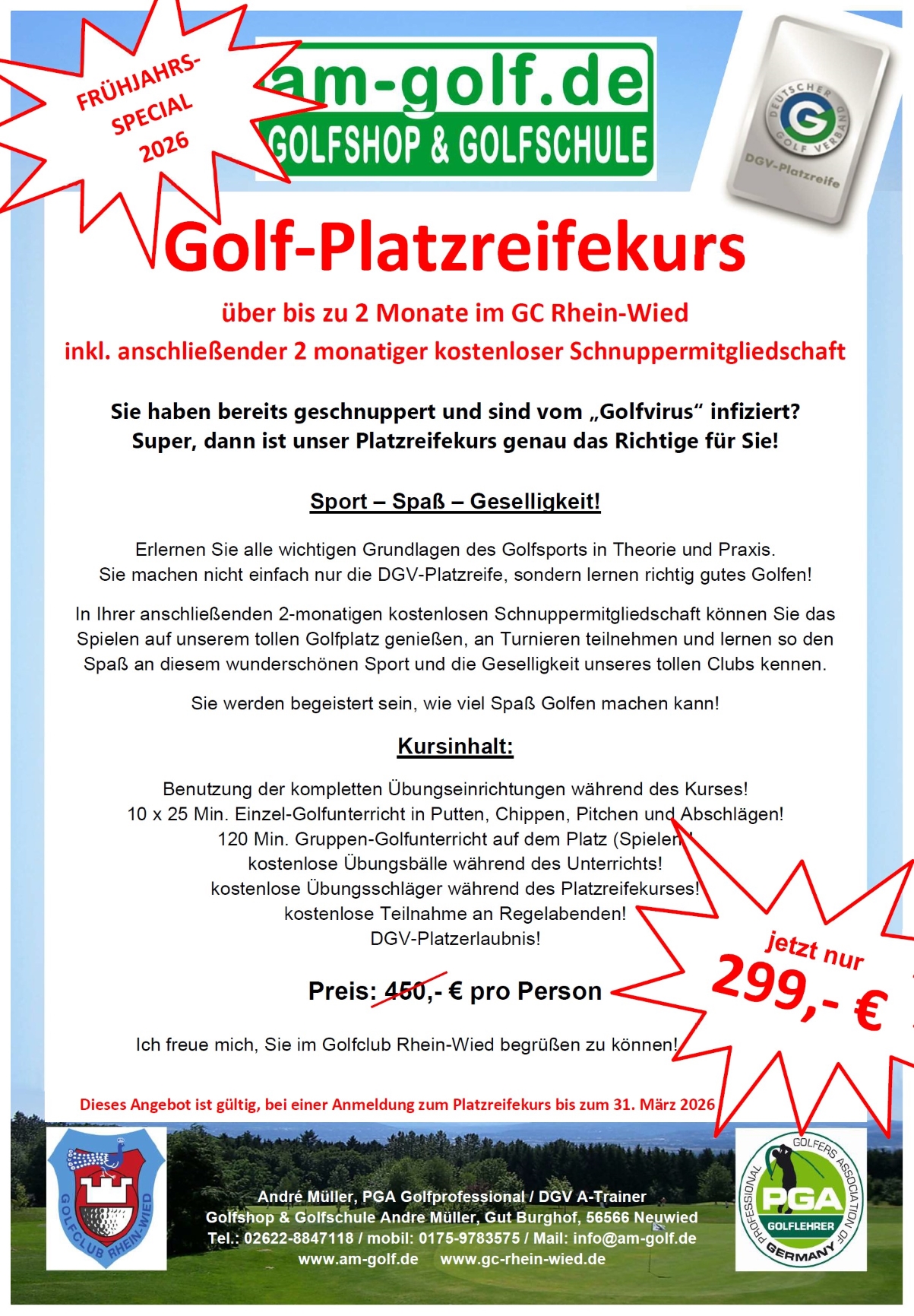 3 platzreifekurs 2026 sonderpreis frühjahr